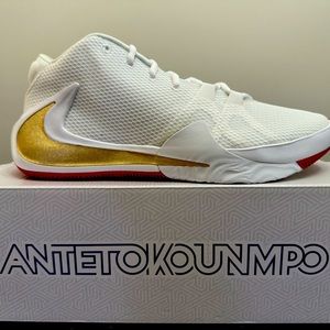 White and Gold Nike Zoom Freak 1 Roses - New in box